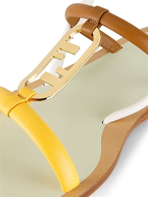 fendi o lock sandals|Fendi O'Lock Colorblock Leather Flat Ankle.